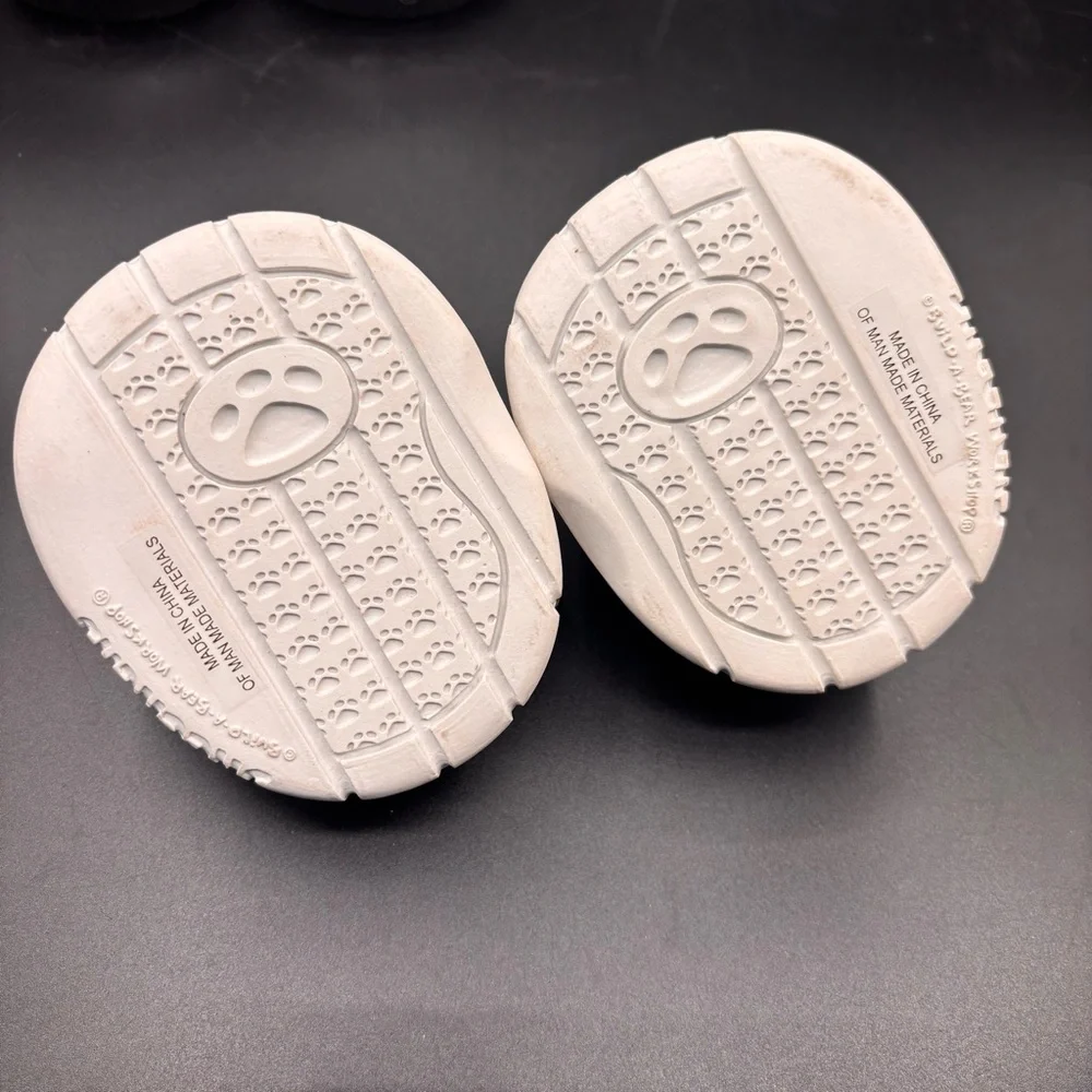 Build A Bear Workshop Sketchers Tennis Shoes‎ White Gold Heart Elastic Back
